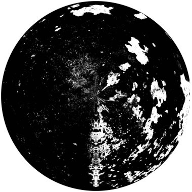 Siyah-Beyaz Grunge Üst üste bindirme elementi. Daire şekli, logo, rozet, etiket, simge. Soyut Tehlike Doku Arkaplanı. Kirli Vintage Monochrome Vektör İllüstrasyon Arkaplanı. Fırça Vuruşları Şablonu