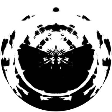 Siyah-Beyaz Grunge Üst üste bindirme elementi. Daire şekli, logo, rozet, etiket, simge. Soyut Tehlike Doku Arkaplanı. Kirli Vintage Monochrome Vektör İllüstrasyon Arkaplanı. Fırça Vuruşları Şablonu