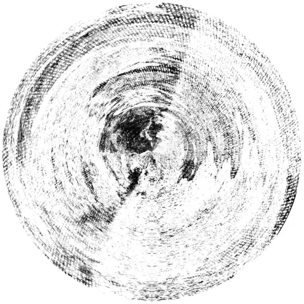 Siyah-Beyaz Grunge Üst üste bindirme elementi. Daire şekli, logo, rozet, etiket, simge. Soyut Tehlike Doku Arkaplanı. Kirli Vintage Monochrome Vektör İllüstrasyon Arkaplanı. Fırça Vuruşları Şablonu