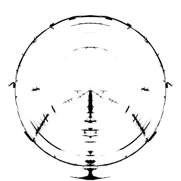 Чорно Білий Круглий Грандж Накладання Елемент Візерунок Кола Логотип Значок — стокове фото
