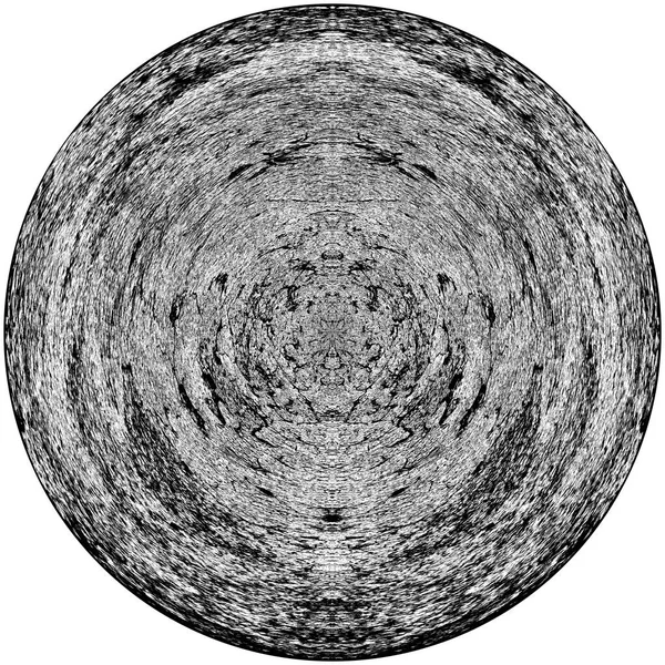 Siyah-Beyaz Grunge Üst üste bindirme elementi. Daire şekli, logo, rozet, etiket, simge. Soyut Tehlike Doku Arkaplanı. Kirli Vintage Monochrome Vektör İllüstrasyon Arkaplanı. Fırça Vuruşları Şablonu