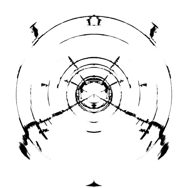Svart Vit Rund Grunge Overlay Element Cirkelmönster Logotyp Bricka Etikett — Stockfoto