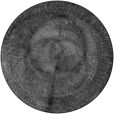 Siyah-Beyaz Grunge Üst üste bindirme elementi. Daire şekli, logo, rozet, etiket, simge. Soyut Tehlike Doku Arkaplanı. Kirli Vintage Monochrome Vektör İllüstrasyon Arkaplanı. Fırça Vuruşları Şablonu