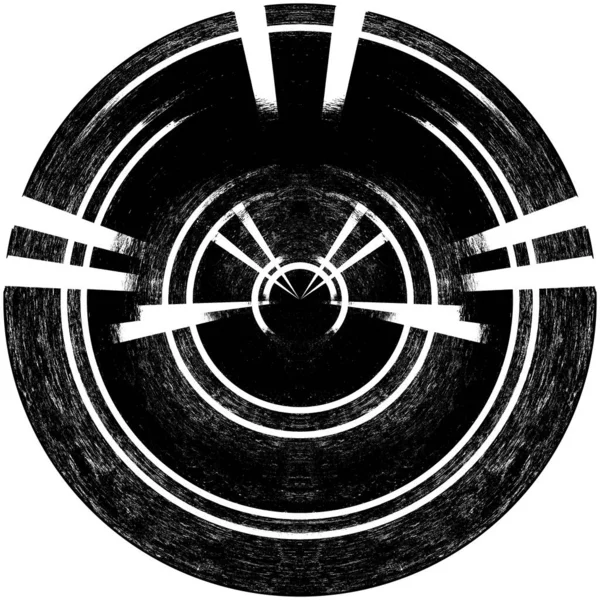 Black White Grunge Overlay Element Kruhový Vzor Logo Odznak Štítek — Stock fotografie