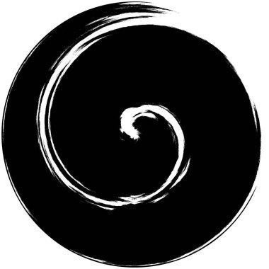 Siyah-Beyaz Grunge Üst üste bindirme elementi. Daire şekli, logo, rozet, etiket, simge. Soyut Tehlike Doku Arkaplanı. Kirli Vintage Monochrome Vektör İllüstrasyon Arkaplanı. Fırça Vuruşları Şablonu