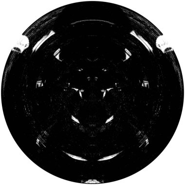 Siyah-Beyaz Grunge Üst üste bindirme elementi. Daire şekli, logo, rozet, etiket, simge. Soyut Tehlike Doku Arkaplanı. Kirli Vintage Monochrome Vektör İllüstrasyon Arkaplanı. Fırça Vuruşları Şablonu