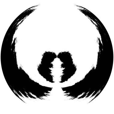 Siyah-Beyaz Grunge Üst üste bindirme elementi. Daire şekli, logo, rozet, etiket, simge. Soyut Tehlike Doku Arkaplanı. Kirli Vintage Monochrome Vektör İllüstrasyon Arkaplanı. Fırça Vuruşları Şablonu