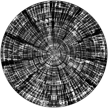 Siyah-Beyaz Grunge Üst üste bindirme elementi. Daire şekli, logo, rozet, etiket, simge. Soyut Tehlike Doku Arkaplanı. Kirli Vintage Monochrome Vektör İllüstrasyon Arkaplanı. Fırça Vuruşları Şablonu