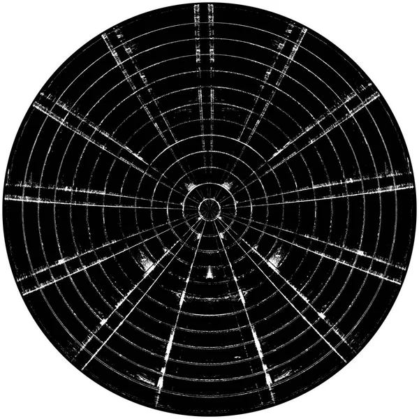 黑白圆曲柄叠置元件 圆形图案 困难的纹理背拉 肮脏的复古单色矢量图解背景 刷子笔划模板 — 图库照片