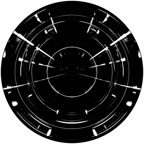 黑白圆曲柄叠置元件 圆形图案 困难的纹理背拉 肮脏的复古单色矢量图解背景 刷子笔划模板 — 图库照片