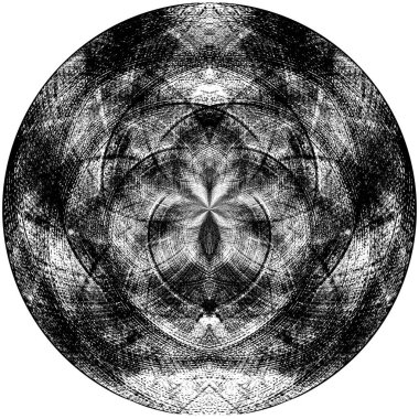 Siyah-Beyaz Grunge Üst üste bindirme elementi. Daire şekli, logo, rozet, etiket, simge. Soyut Tehlike Doku Arkaplanı. Kirli Vintage Monochrome Vektör İllüstrasyon Arkaplanı. Fırça Vuruşları Şablonu