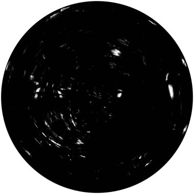 Siyah-Beyaz Grunge Üst üste bindirme elementi. Daire şekli, logo, rozet, etiket, simge. Soyut Tehlike Doku Arkaplanı. Kirli Vintage Monochrome Vektör İllüstrasyon Arkaplanı. Fırça Vuruşları Şablonu