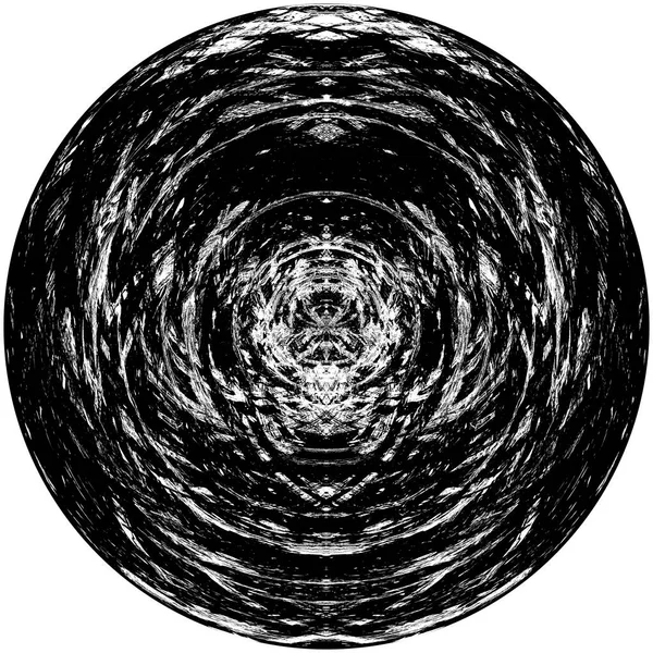 ブラックホワイトの丸みを帯びたグラウンジオーバーレイ要素 サークルパターン バッジ ラベル アイコン 要約ストレステクスチャの背景 ダーティヴィンテージモノクロームベクトルイラスト背景 ブラシストロークテンプレート — ストック写真