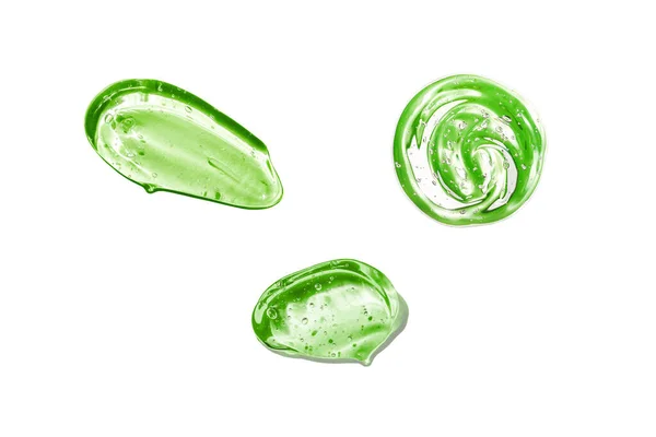 Aloe Vera Kosmetikgel. Gel-Textur mit Blasen auf isoliertem weißen Hintergrund. Konzept der Naturkosmetik. Nahaufnahme, Makro — Stockfoto