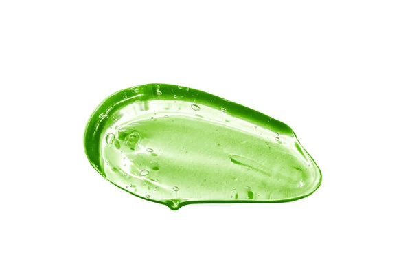 Gel cosmetico all'aloe vera. Texture gel con bolle su fondo bianco isolato. Concetto di cosmetici naturali. Primo piano, macro — Foto Stock