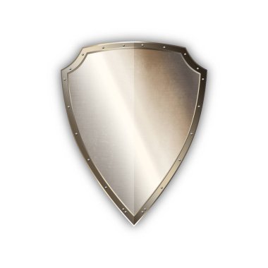 Perçinli kenarlıklı antika kalkan.