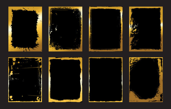 Set of Black and Gold Design Templates for Brochures, Flyers, Banners  Infographic. Abstract Modern Backgrounds.
