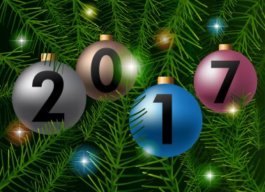 Vektör Noel top ağacı çam dalları arka planda