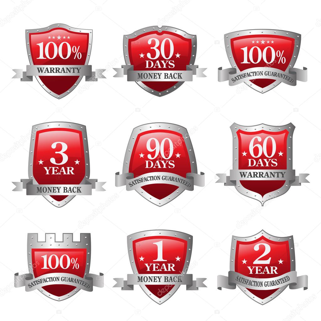 red and silver Emblem money back guarantee icon