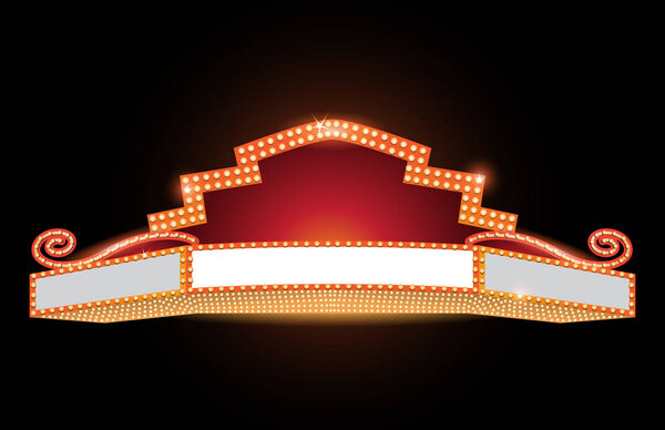 Ярко сияющий неоновый знак ретро-кино
