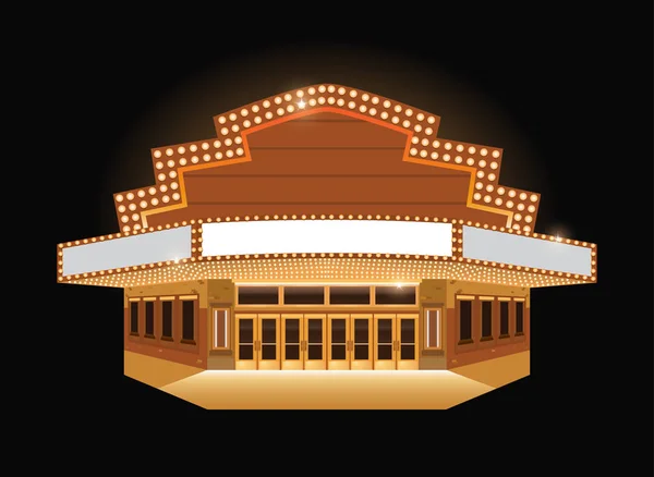 Lumineux théâtre lumineux rétro cinéma néon signe — Image vectorielle