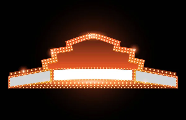 Λαμπρά θέατρο λαμπερό ρετρό κινηματογράφο φωτεινή επιγραφή — Διανυσματικό Αρχείο