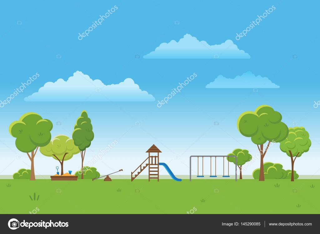 Fondo de paisaje de primavera. Parque público Vector ...