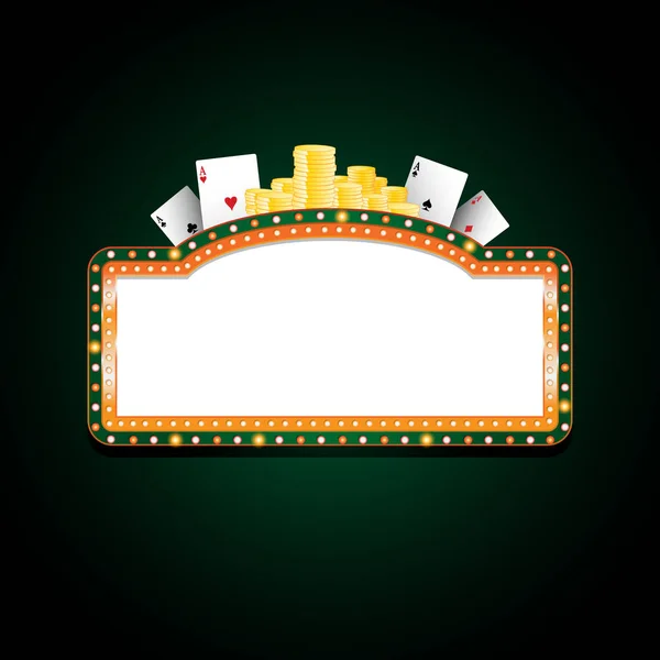 Lumineusement vert et orange casino lumineux néon signe rétro — Image vectorielle