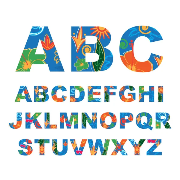 Summer alphabet, capital vector letters — Stock Vector