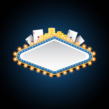 Retro neon tabela parlayan parlak yeşil ve turuncu casino