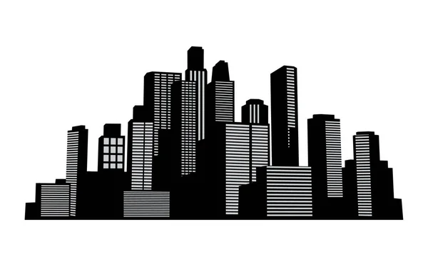 Negro vector cityscapes siluetas edificios — Vector de stock