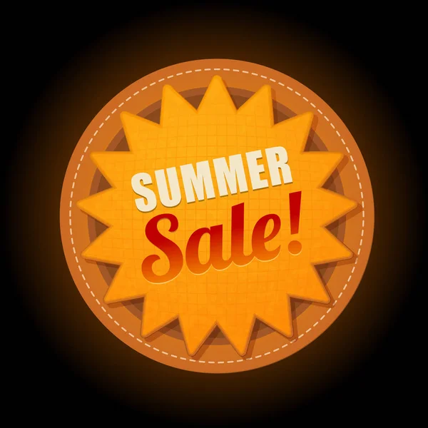 炎热的夏天出售太阳贴纸象征符号 — 图库矢量图片