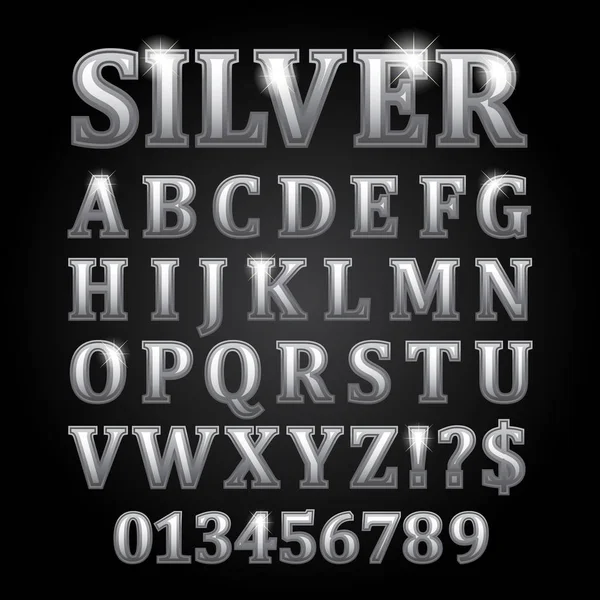 Zilveren vector brieven geïsoleerd op zwarte achtergrond — Stockvector