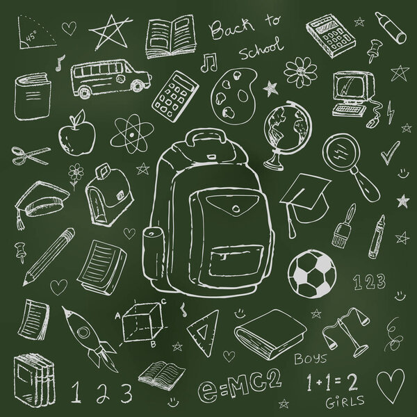 Back to school vector doodles isolated on white