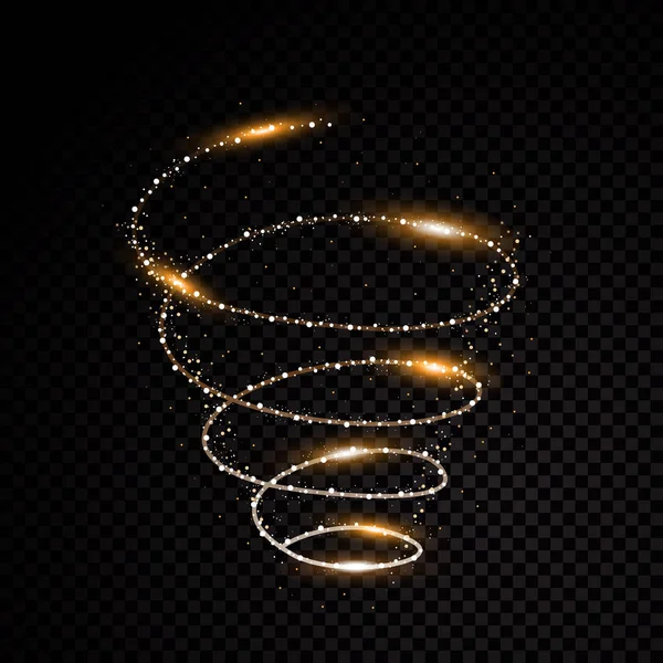 Golden particule abstraction spirale fond noir — Image vectorielle