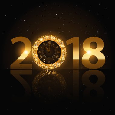 Mutlu yeni yıl 2018 altın harfler ile masa saati