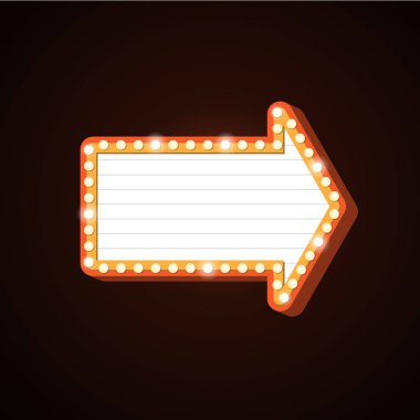 Gece kulübü billboard retro ok ışık çerçeveler