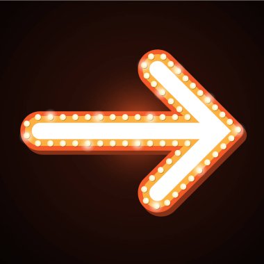 Gece kulübü billboard retro ok ışık çerçeveler