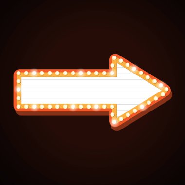 Gece kulübü billboard retro ok ışık çerçeveler