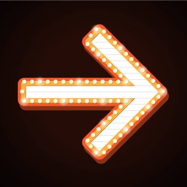 Gece kulübü billboard retro ok ışık çerçeveler
