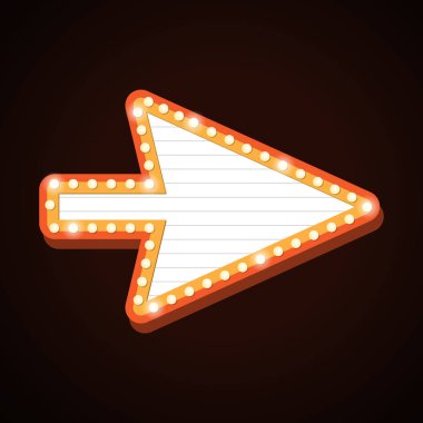 Gece kulübü billboard retro ok ışık çerçeveler