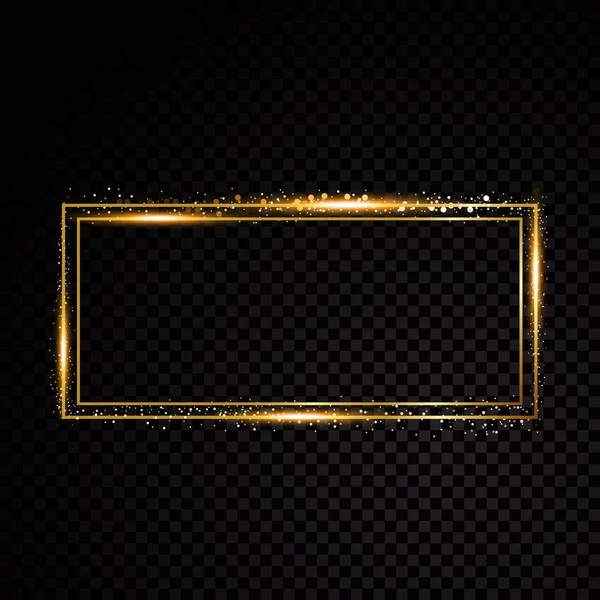 Cadre rectangle vectoriel. Bannière brillante. Isolé sur fond transparent noir. Illustration vectorielle — Image vectorielle
