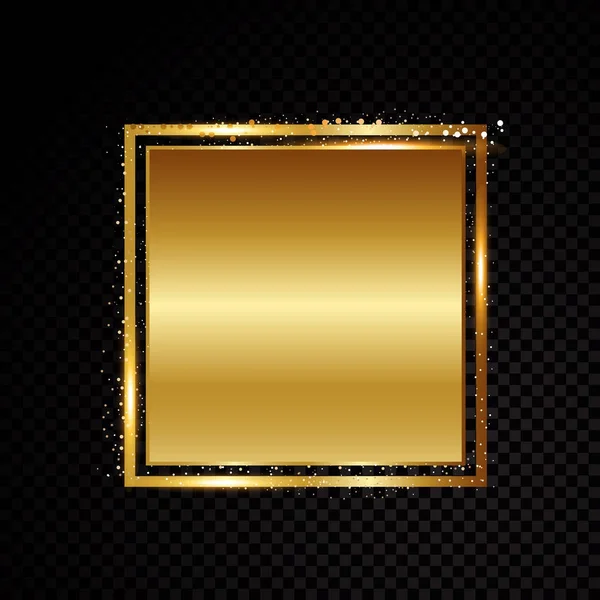 Vektor négyzet alakú keret. Ragyogó banner. Elszigetelt fekete átlátszó háttér. Vektoros illusztráció — Stock Vector