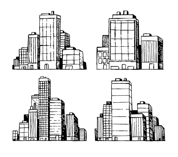 Rascacielos de vectores urbanos dibujados a mano — Vector de stock