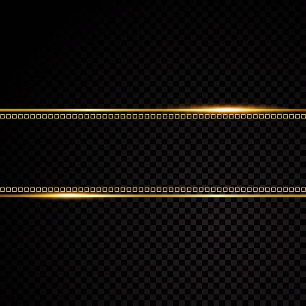 Διάνυσμα banner χρυσή γραμμή. Απομονωμένη σε μαύρο διαφανές φόντο. Εικονογράφηση διάνυσμα — Διανυσματικό Αρχείο