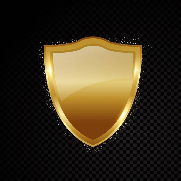 Gold hell Schild glühende Sicherheitsschutz-Logo — Stockvektor