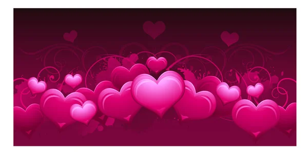 Panoramic horizontal pink abstract Valentines day background — Stock Vector