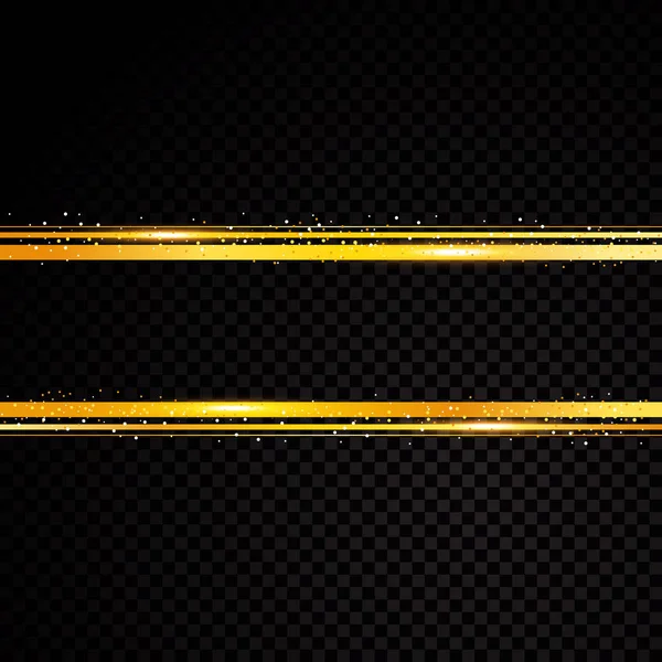 Bannière de ligne d'or vectorielle. Isolé sur fond transparent noir. Illustration vectorielle — Image vectorielle