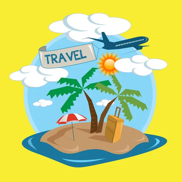 Diseño de isla tropical de viaje vectorial — Vector de stock