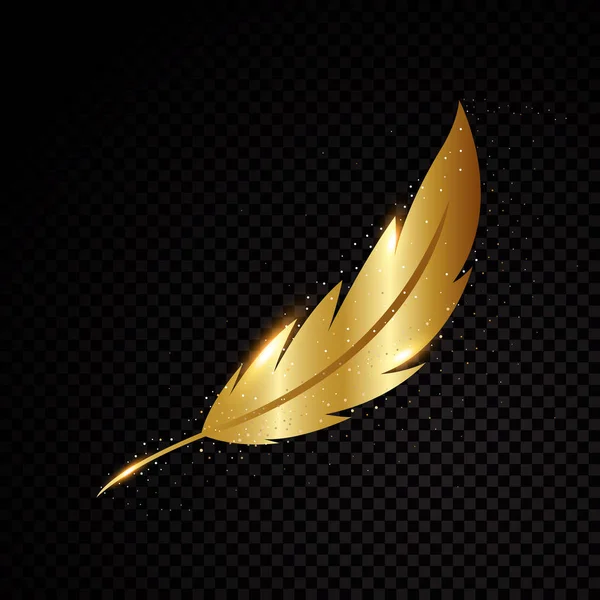 Gold feather vector illustration — Stock Vector